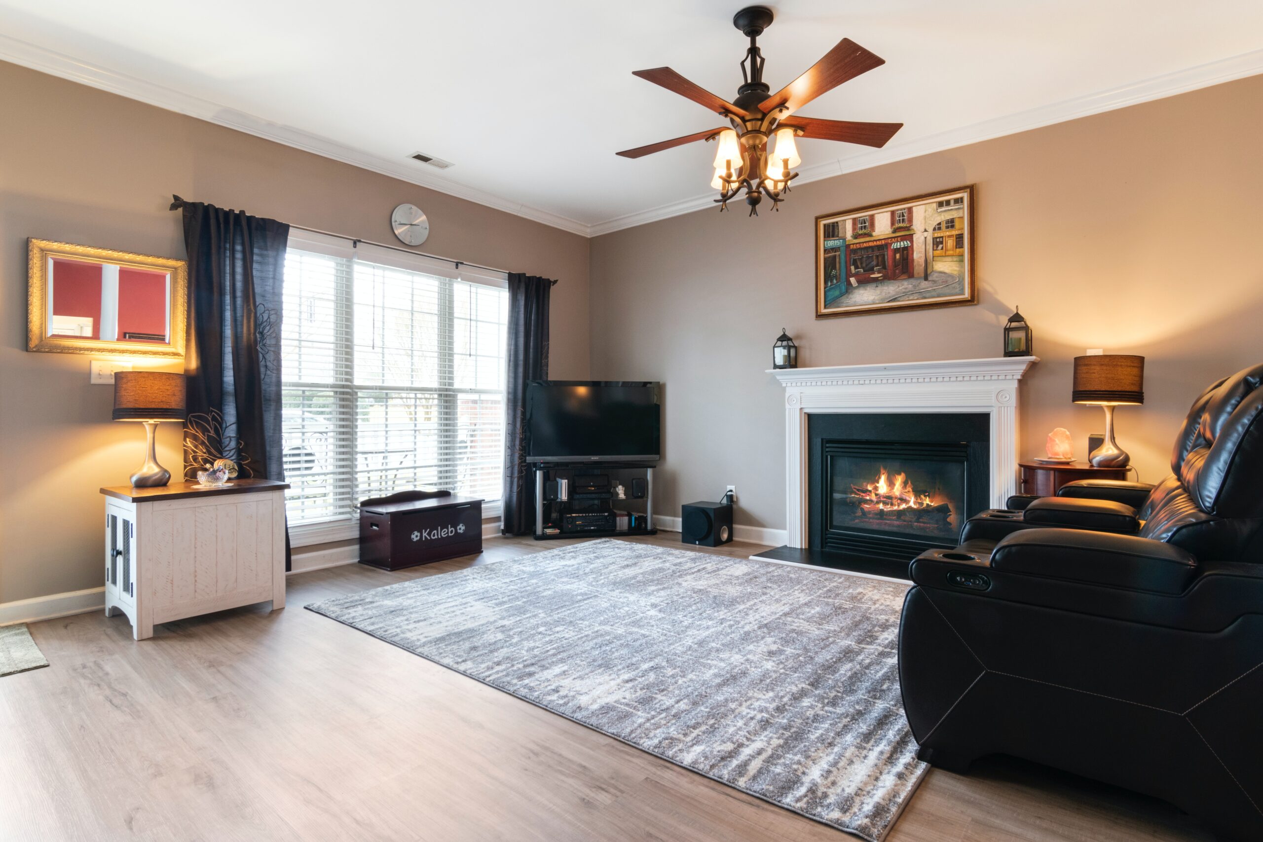 Picture of a living room that was wired by the dorky electrician in Bethlehem, PA.
